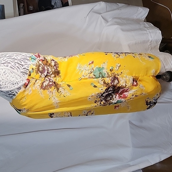 JARLO Floral Strapless Top Yellow Bohemian Casual Summer Beach Cover Up M Coasta - Picture 4 of 6